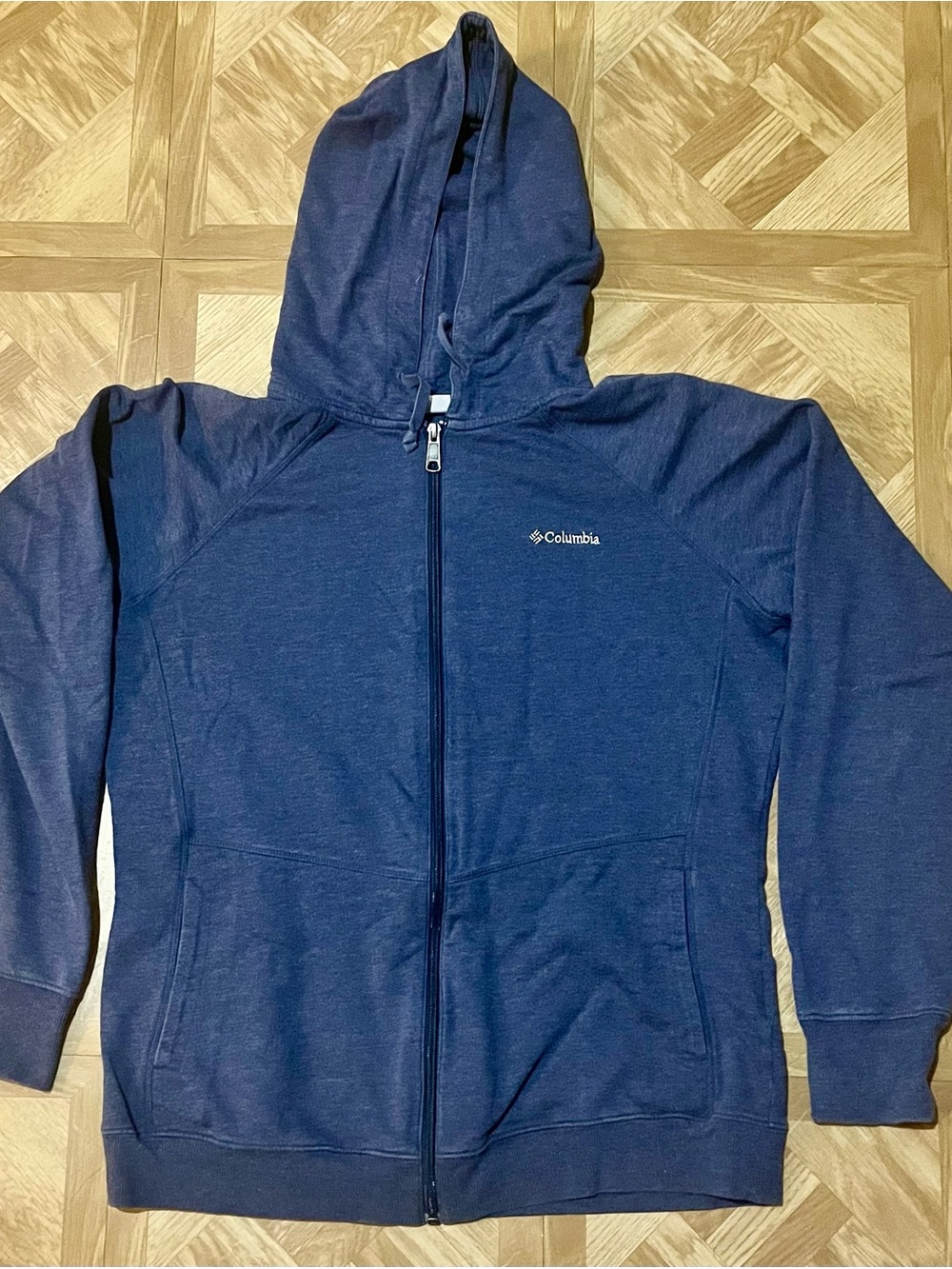 Columbia Womens Hoodie Jacket Blue Full Zip Sweatshirt Pockets Size Large